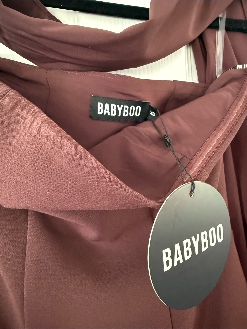 BABYBOO Chocolate Brown One-Shoulder Maxi Dress with Draped Skirt - Picture 2 of 4